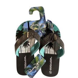 Panama Jack Boys Flip Flops Palm Tree Graphic Sandals Black Grey FYS2160 12/13